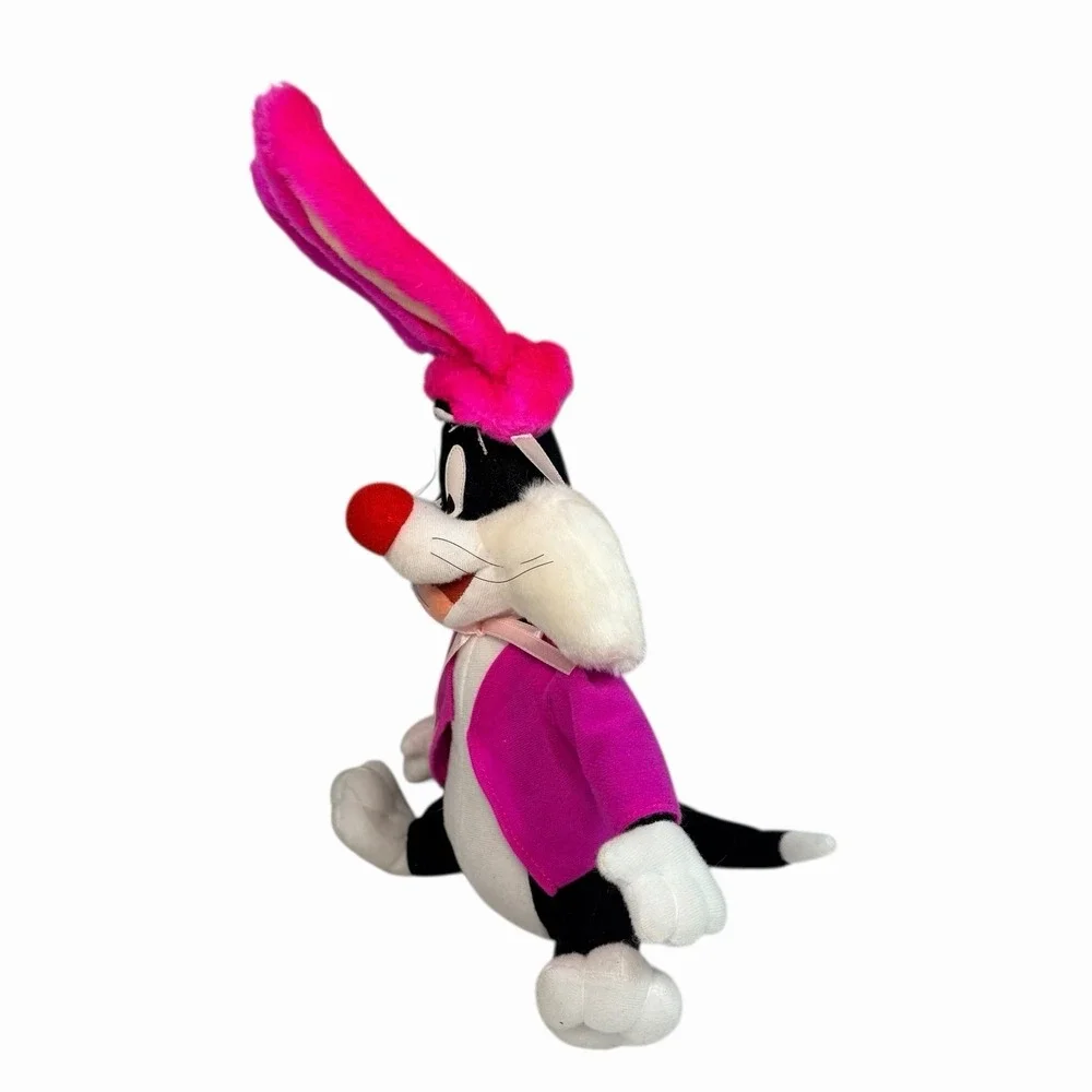 Warner Bros VTG 1997 Looney Tunes Sylvester Cat Plush Pink Bunny Ears Easter 12